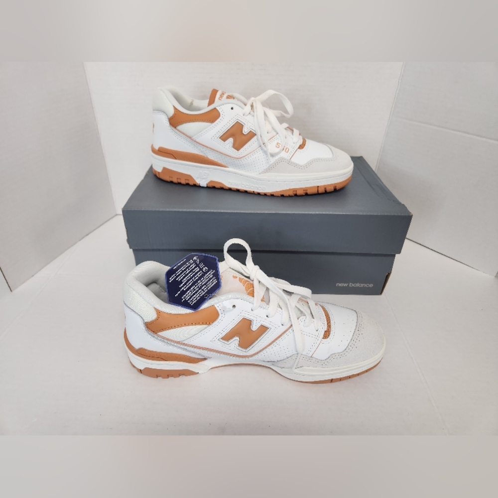 New Balance 550 BB550LSC Sneakers White/Burnt Orange Mens 8 NIB Streetwear